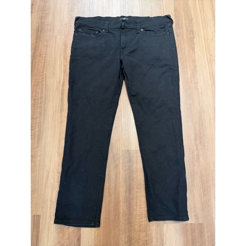 True Religion Geno Relaxed Slim Jeans Mens 38 Black Horseshoe Stitching